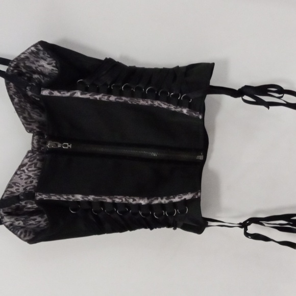 GUESS XS BLACK W/LEOPARD TRIM CORSET - Picture 2 of 3